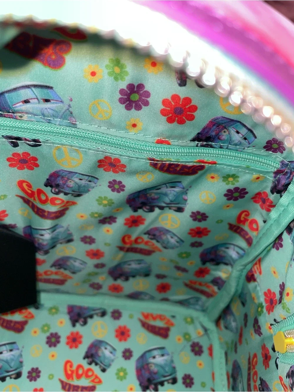 Loungefly Disney Pixar Cars Fillmore Good Vibes Groovy Tie Dye Mini Backpack